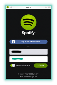 Spotify Log ind dialog